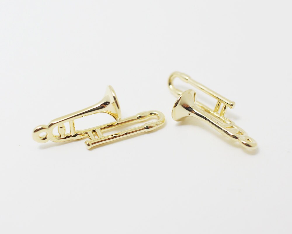 [P0419]2pcs/Horn Pendant/Brass/Gold/11x 22mm