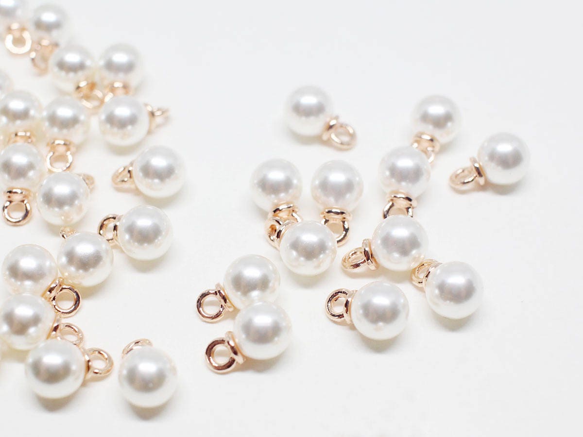 [P0421]10pcs/6mm Artificial Pearl Pendant Small/Brass/Rose Gold/6mm