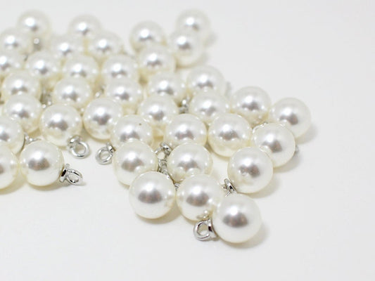 [P0422]10pcs/8mm Artificial Pearl Pendant Medium/Brass/Rhodium/8mm
