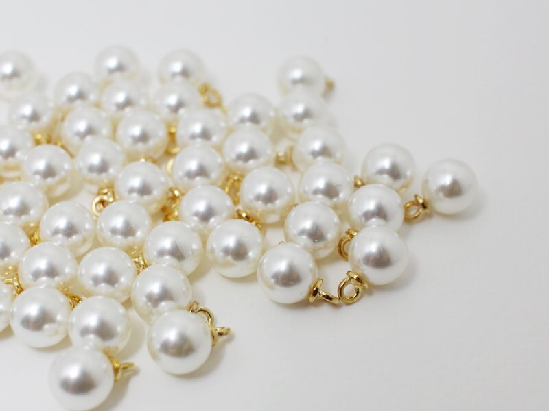 [P0422]10pcs/8mm Artificial Pearl Pendant Medium/Brass/Gold/8mm