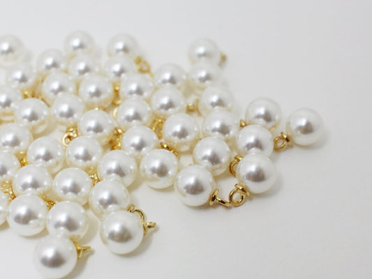[P0422]10pcs/8mm Artificial Pearl Pendant Medium/Brass/Gold/8mm