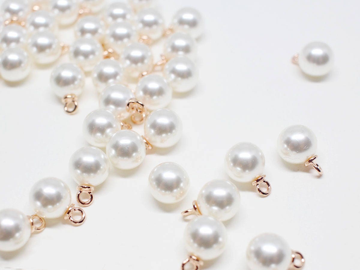[P0422]10pcs/8mm Artificial Pearl Pendant Medium/Brass/Rose Gold/8mm