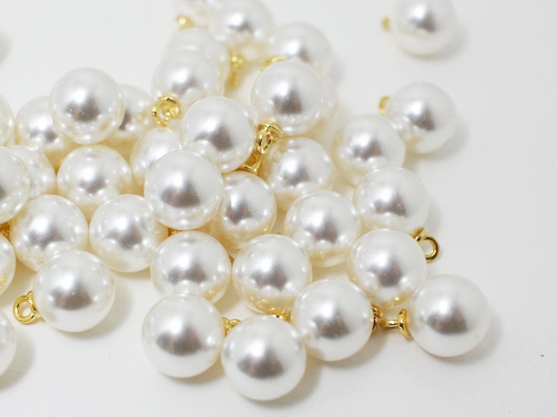 [P0423]10pcs/10mm Artificial Pearl Pendant Large/Brass/Gold/10mm