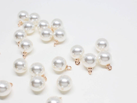 [P0423]10pcs/10mm Artificial Pearl Pendant Large/Brass/Rose Gold/10mm