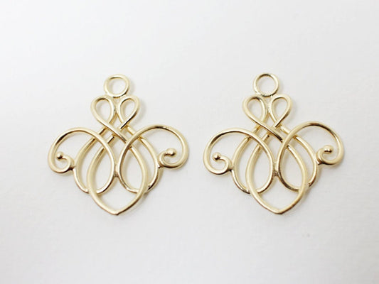 [P0425]2pcs/Vase Motivated Pendant/Brass/Matte Gold/23x25mm