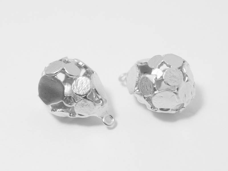 [P0426]2pcs/Angled Patchwork Drop Pendant/Brass/Matte Rhodium/12x19mm