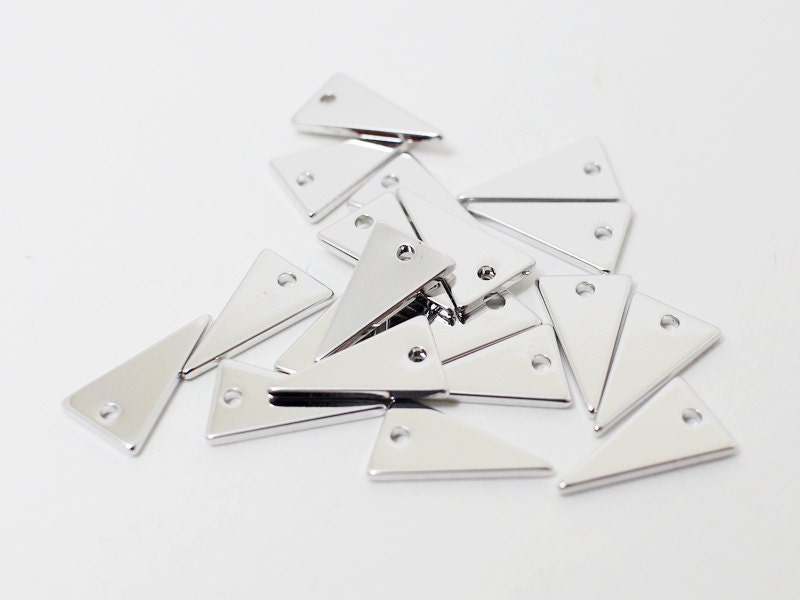 [P0427]4pcs/Isosceles triangle Pendant/Brass/Rhodium/12x7mm