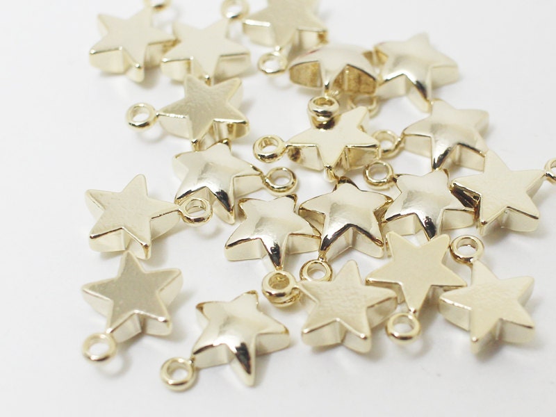 [P0431]4pcs/Convex Star Pendant/Brass/Gold/7x9mm