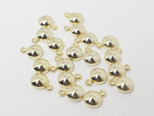 [P0432]4pcs/Convex Circle Pendant/Brass/Gold/6x8mm