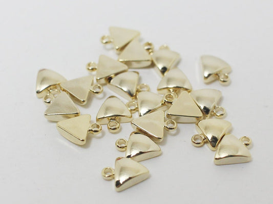 [P0433]4pcs/Convex Triangle Pendant/Brass/Gold/6x7mm