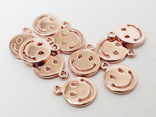 [P0435]2pcs/Shinny Smile Pendant/Brass/Rose Gold/9x12mm