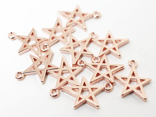 [P0436]2pcs/Star Pendant/Brass/Rose Gold/13x10mm