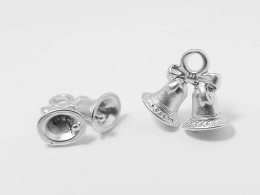 [P0440]2pcs/Christmas Bell Pendant/Pewter/Matte Rhodium/11x12mm