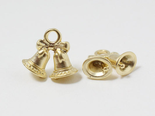 [P0440]2pcs/Christmas Bell Pendant/Pewter/Matte Gold/11x12mm