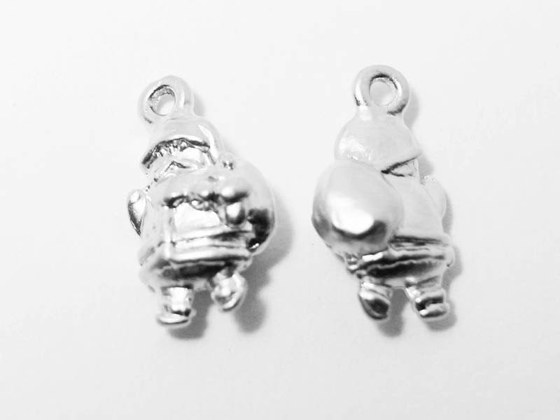 [P0442]2pcs/Santa Claus Pendant/Pewter/Matte Rhodium/13x7mm