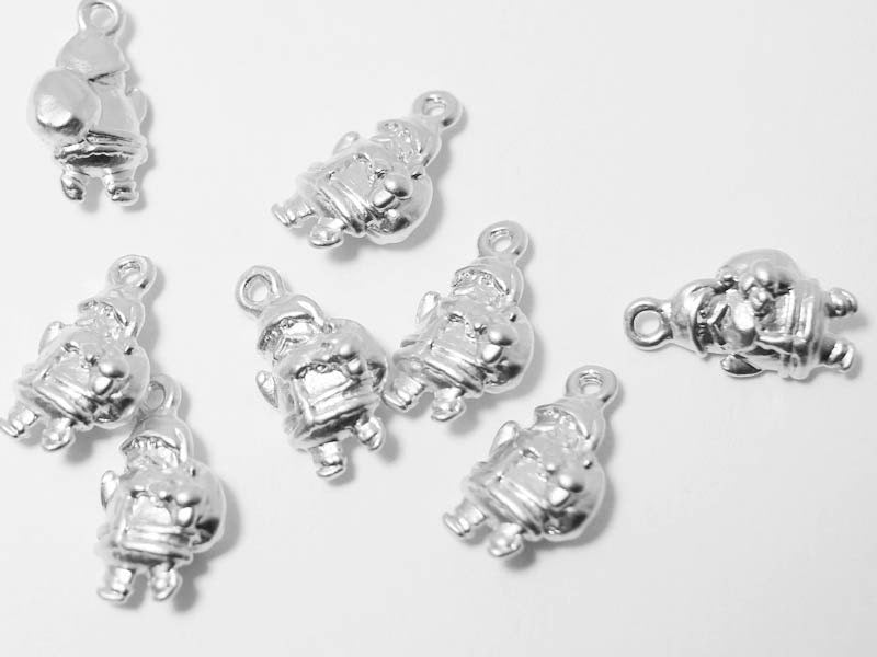 [P0442]2pcs/Santa Claus Pendant/Pewter/Matte Rhodium/13x7mm