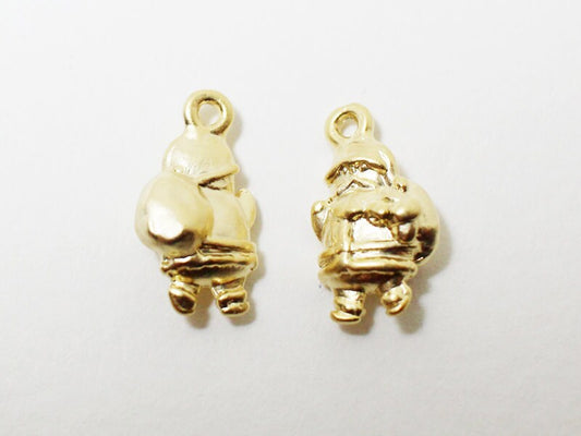 [P0442]2pcs/Santa Claus Pendant/Pewter/Matte Gold/13x7mm