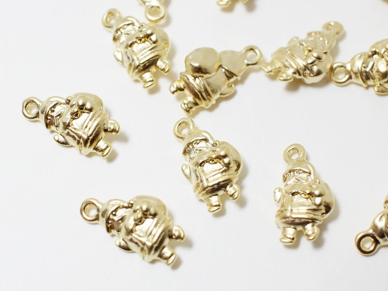 [P0442]2pcs/Santa Claus Pendant/Pewter/Matte Gold/13x7mm