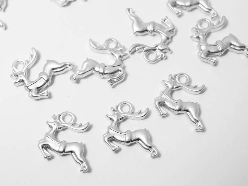 [P0444]2pcs/Rudolph Pendant/Pewter/Matte Rhodium/13x15mm