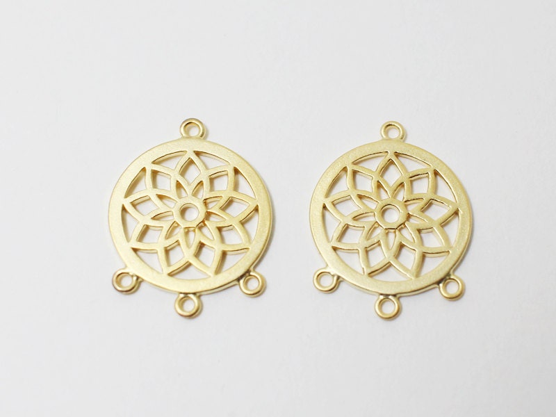 [P0449]2pcs/Dream catcher Connector/Brass/Matte Gold/18x14mm