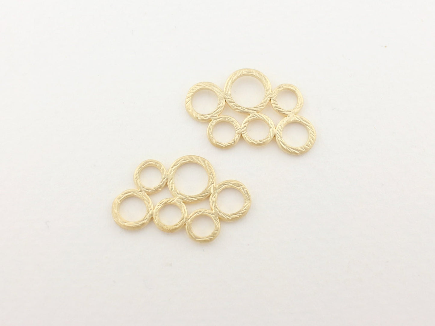 [P0045]2pcs/Connected Circles Connector/Brass/Matte Gold/12.5 x 20.2mm