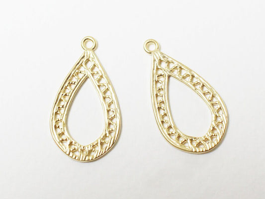 [P0453]2pcs/Teardrop Pendant/Brass/Matte Gold/23x12mm