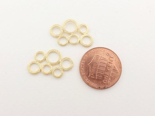 [P0045]2pcs/Connected Circles Connector/Brass/Matte Gold/12.5 x 20.2mm