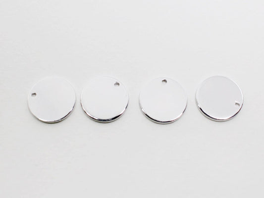 [P0046]4pcs/Plain Disc Pendant/Brass/Rhodium/12mm