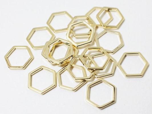 [P0464]4pcs/Hexagon Connector small/Brass/Gold/10mm