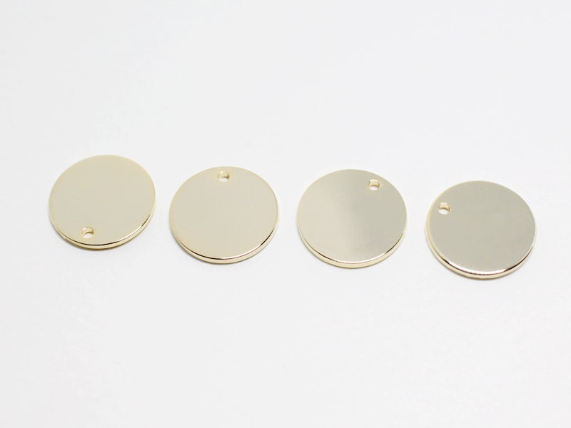 [P0046]4pcs/Plain Disc Pendant/Brass/Gold/12mm