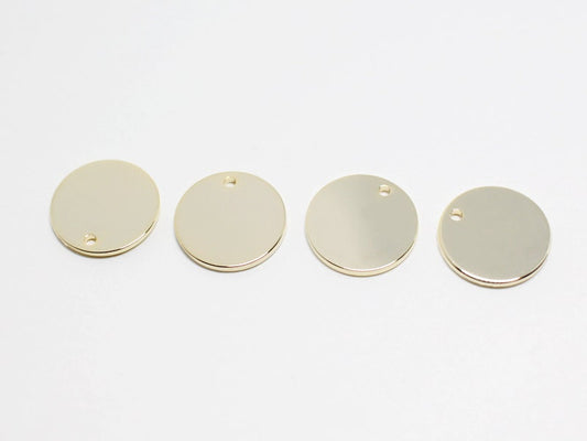 [P0046]4pcs/Plain Disc Pendant/Brass/Gold/12mm