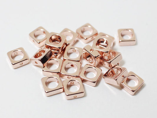 [P0472]4pcs/Square Charm Connector/Brass/Rose Gold/6mm