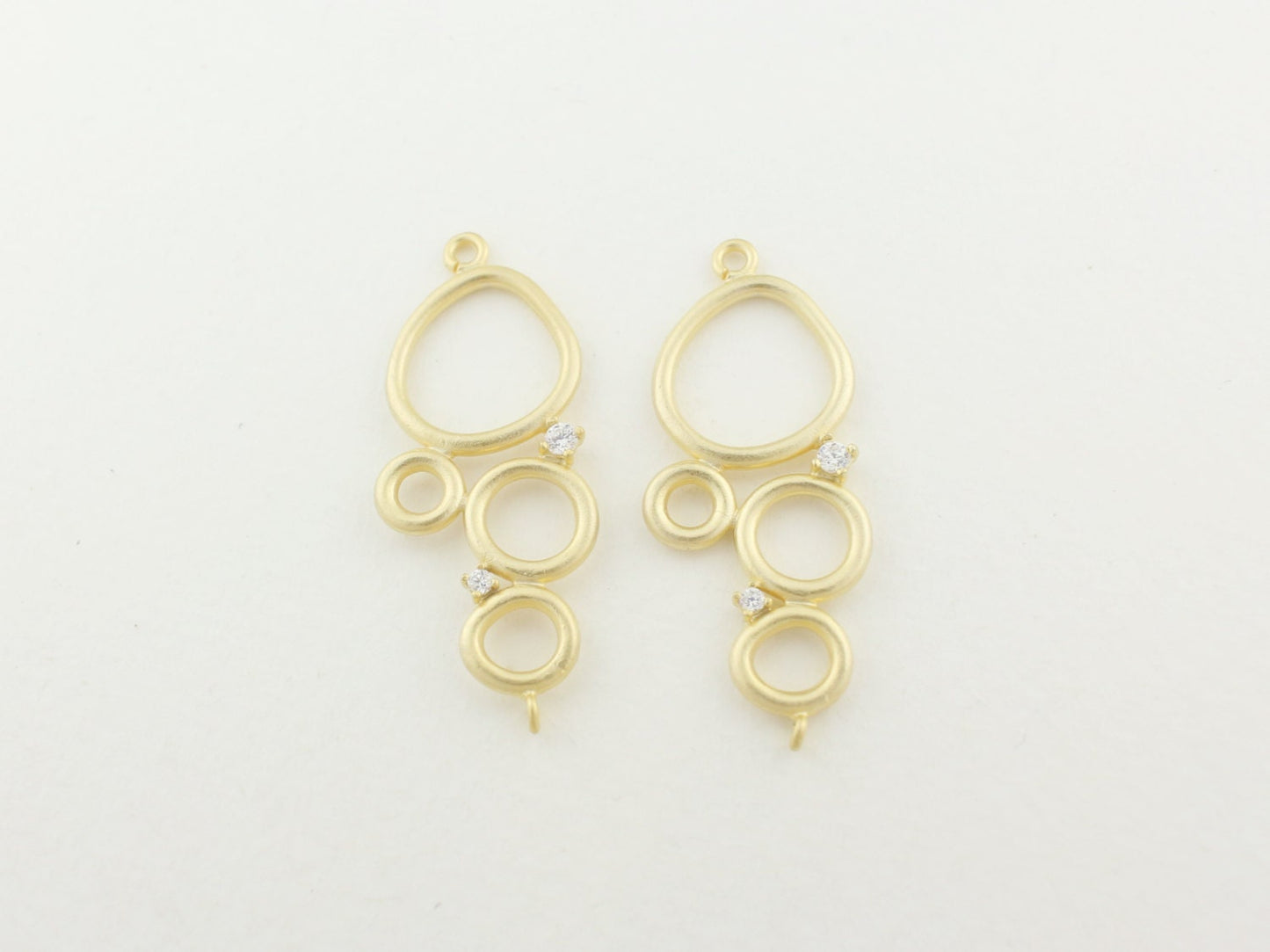 [P0047]2pcs/Multi Circle Pendant Connector/Brass/Matte Gold/33.2x14mm