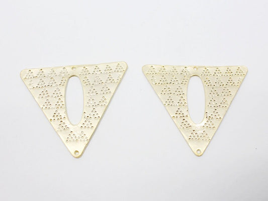 [P0485]4pcs/Triangle Pendant Connector/Pewter/Matte Gold/33 x 29.3mm