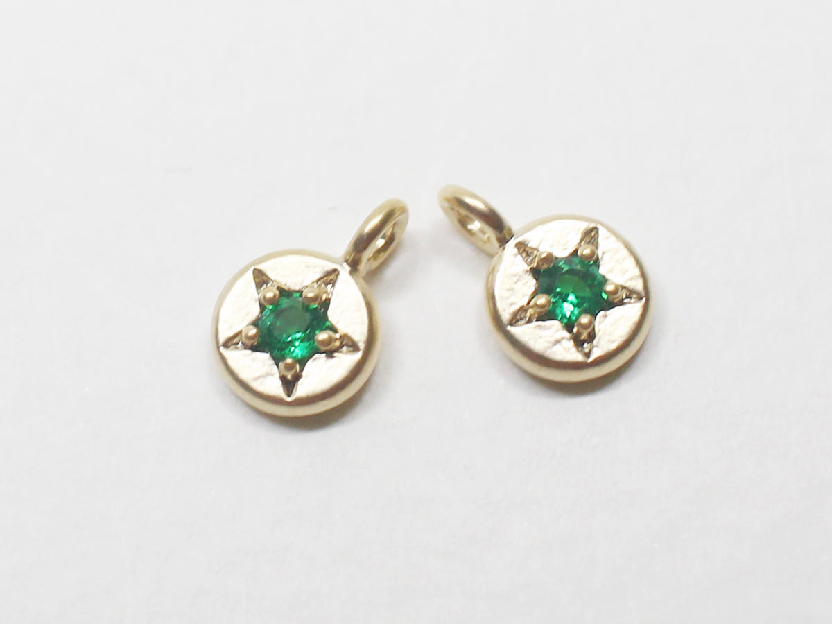 [P0940]2pcs/Mini Star Birthstone Charm/Brass/Matte Gold/4.8mm