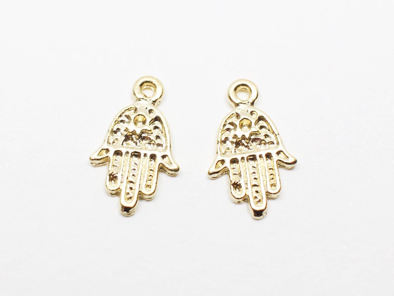 [P0508]4pcs/Mini Hamsa Hand Pendant/Pewter/Matte Gold/8x13mm