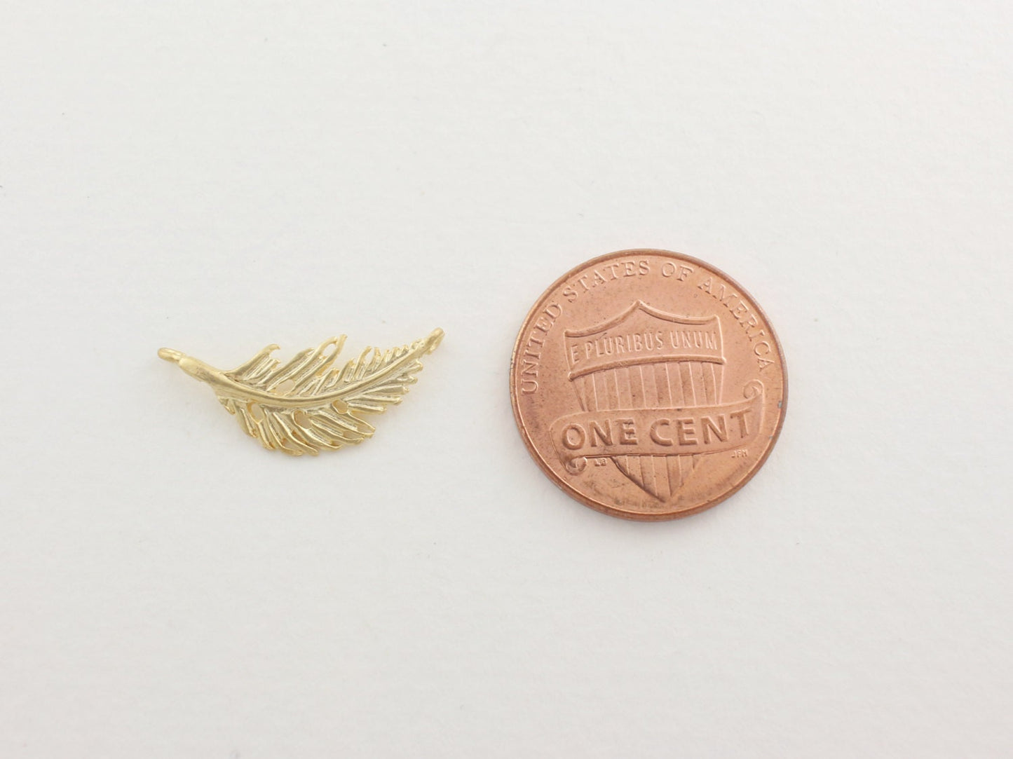 [P0051]4pcs/Small Feather Connector/Brass/Matte Gold/10 x 21 mm