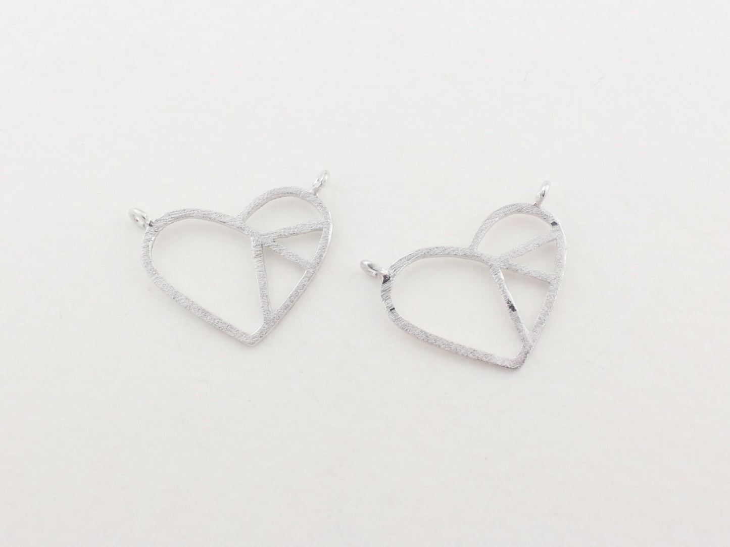 [P0052]2pcs/Puzzled Heart Pendant/Brass/Matte Rhodium/15x 12 mm