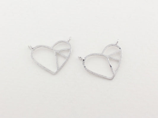 [P0052]2pcs/Puzzled Heart Pendant/Brass/Matte Rhodium/15x 12 mm