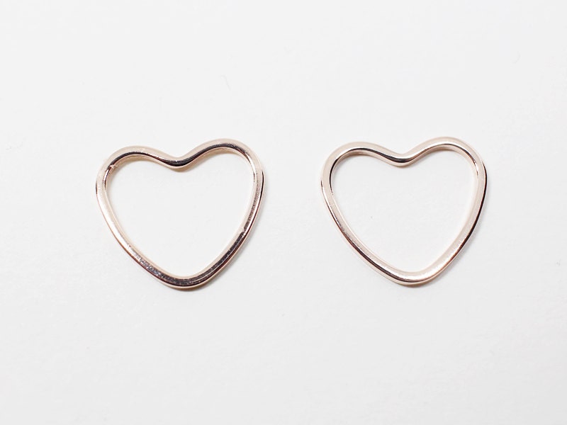 [P0523]4pcs/Clotty Heart Connector Pendant/Brass/Rose Gold14x13mm