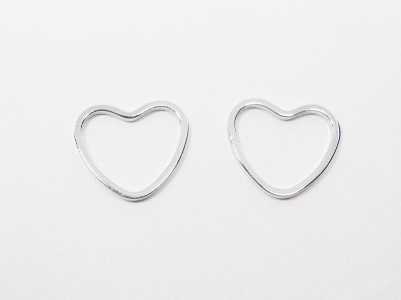 [P0523]4pcs/Clotty Heart Connector Pendant/Brass/Rhodium/14x13mm