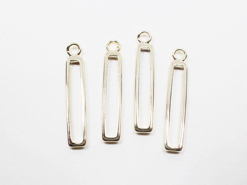 [P0524]4pcs/Wire Square Bar Pendant/Brass/Gold/4x23mm