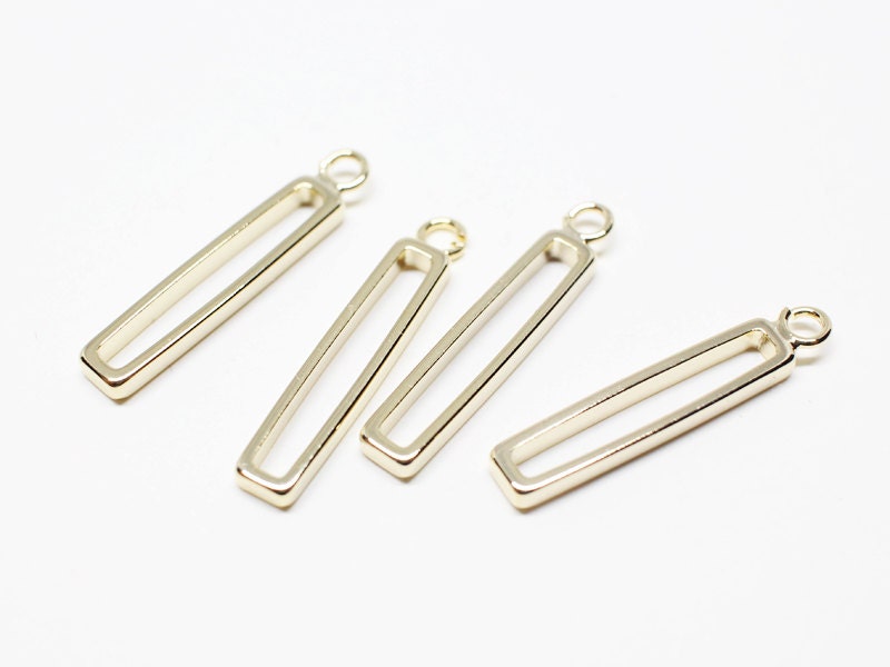 [P0524]4pcs/Wire Square Bar Pendant/Brass/Gold/4x23mm