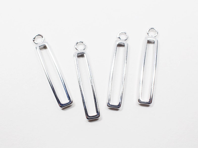 [P0524]4pcs/Wire Square Bar Pendant/Brass/Rhodium/4x23mm