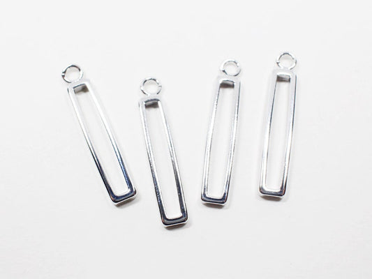 [P0524]4pcs/Wire Square Bar Pendant/Brass/Rhodium/4x23mm