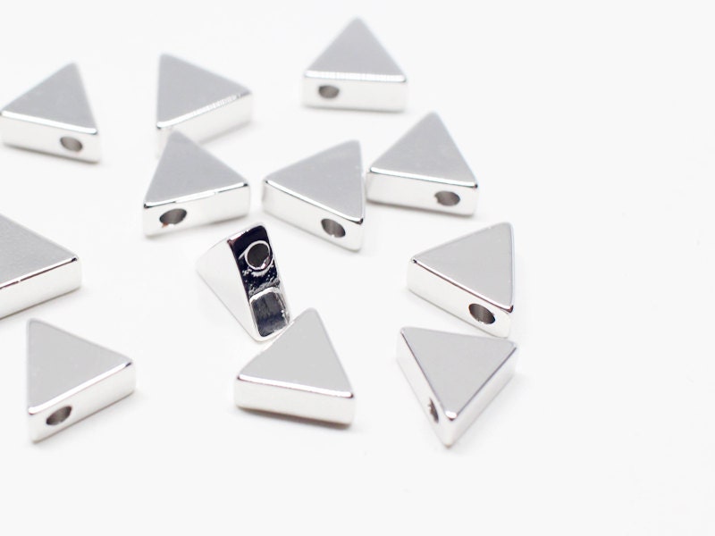 [P0525]4pcs/Triangle Charm/Brass/Rhodium/7mm