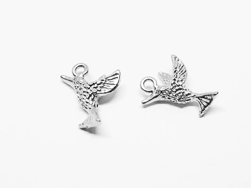 [P0532]4pcs/hummingbird  Pendant/Pewter/Matte Rhodium/11x15mm