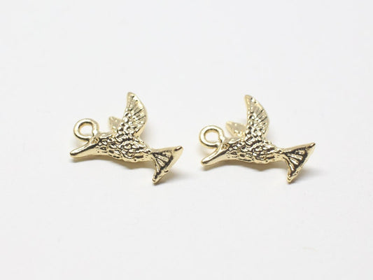 [P0532]4pcs/hummingbird  Pendant/Pewter/Matte Gold/11x15mm