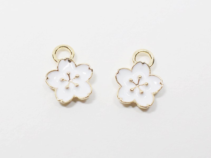 [P0533]4pcs/Cherry blossom Pendant/Pewter/Gold/9x11mm