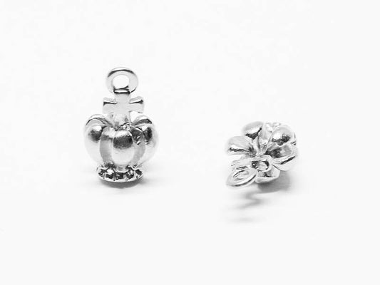 [P0536]2pcs/Tiny Cross Crown Pendant/Pewter/Matte Rhodium/5x9mm